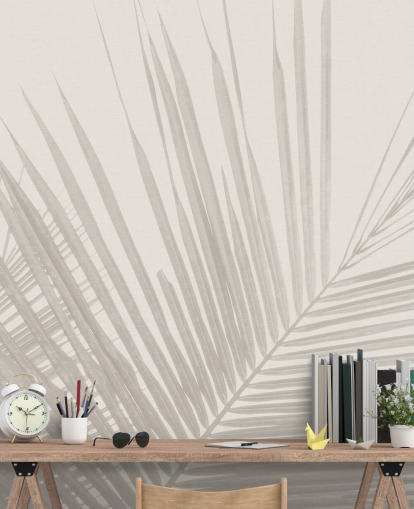 einfarbiges Dschungel-Wandbild namens Monochrome Tropical Palm Leaves für Schlafzimmer, Esszimmer und Badezimmer einfarbiges Dschungel-Wandbild namens Monochrome Tropical Palm Leaves für Schlafzimmer, Esszimmer und Badezimmer