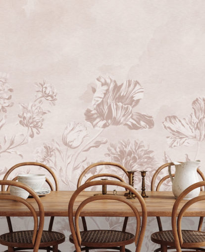 rosa blommig väggmålning som heter Blush Moody Florals av Bloomery Decor för sovrum rosa blommig väggmålning som heter Blush Moody Florals av Bloomery Decor för sovrum