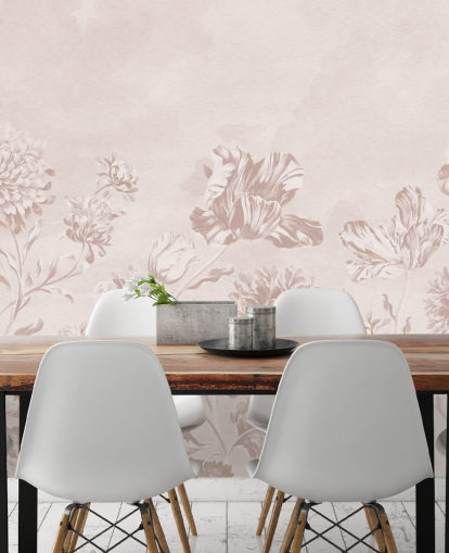 mural de parede floral rosa chamado Blush Moody Florals da Bloomery Decor para quartos mural de parede floral rosa chamado Blush Moody Florals da Bloomery Decor para quartos