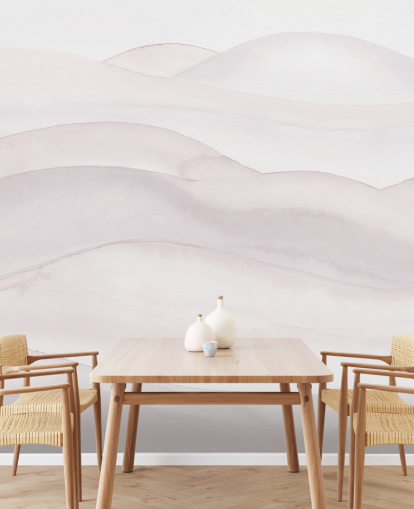 carta da parati paesaggistica neutra chiamata Neutral Ombre Watercolour Landscape di Bloomery Decor per camere da letto, sale da pranzo e uffici domestici