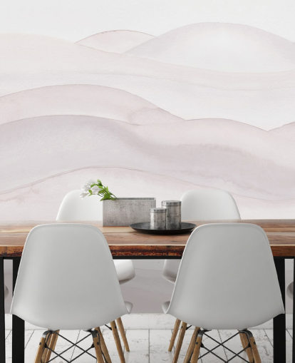 Bloomery Decorin neutraali maisematapetti nimeltä Neutral Ombre Watercolor Landscape makuuhuoneisiin, ruokasaleihin ja kotitoimistoihin
