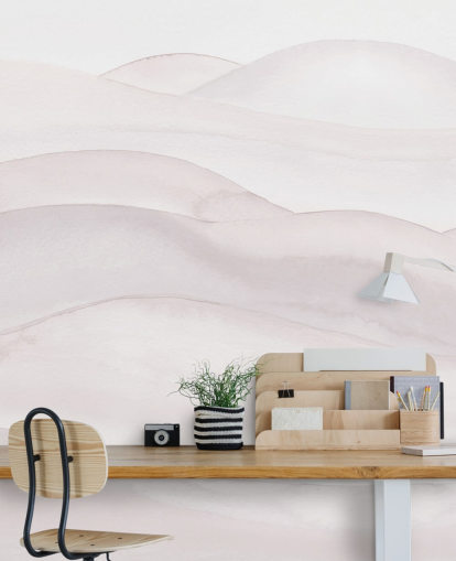 papier peint de paysage neutre appelé Neutral Ombre Watercolour Landscape par Bloomery Decor pour les chambres, les salles à manger et les bureaux à domicile