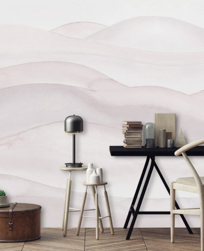 nøytralt landskapstapet kalt Neutral Ombre Watercolor Landscape av Bloomery Decor for soverom, spisestuer og hjemmekontorer