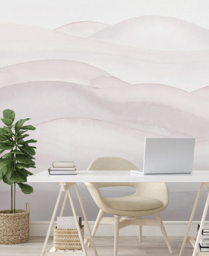 neutralt landskabstapet kaldet Neutral Ombre Watercolor Landscape af Bloomery Decor til soveværelser, spisestuer og hjemmekontorer