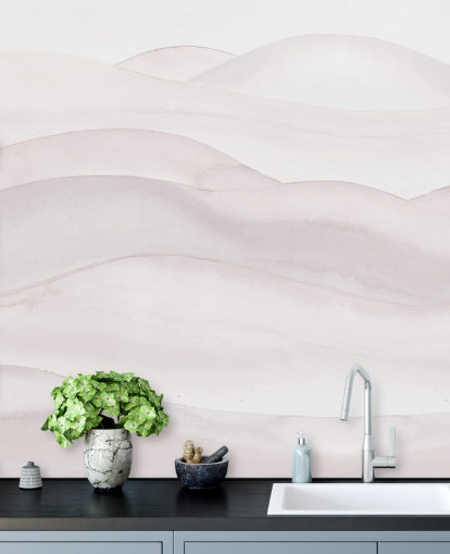 neutral landscape wallpaper called Neutral Ombre Watercolour Landscape by Bloomery Decor for bedrooms, dining rooms and home offices
