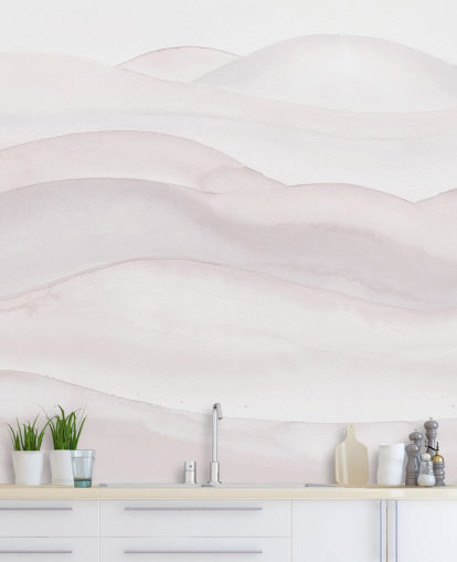 neutraal landschapsbehang genaamd Neutral Ombre Watercolour Landscape van Bloomery Decor voor slaapkamers, eetkamers en thuiskantoren