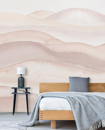 Bloomery Decorin persikka-akvarelli-taustakuvamaalaus nimeltä Peach Ombre Watercolor Landscape kylpyhuoneisiin, makuuhuoneisiin ja käytäviin