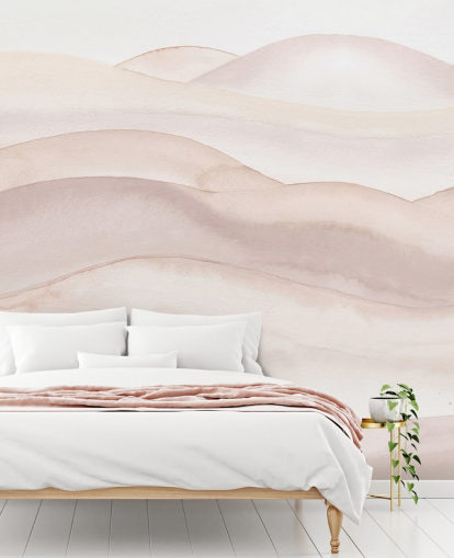 mural de papel pintado en acuarela de melocotón llamado Peach Ombre Watercolour Landscape de Bloomery Decor para baños, dormitorios y pasillos mural de papel pintado en acuarela de melocotón llamado Peach Ombre Watercolour Landscape de Bloomery Decor para baños, dormitorios y pasillos