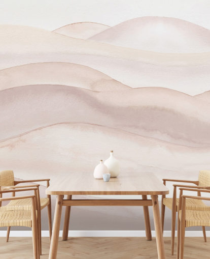 fersken akvarell tapet veggmaleri kalt Peach Ombre Watercolor Landscape av Bloomery Decor for bad, soverom og ganger fersken akvarell tapet veggmaleri kalt Peach Ombre Watercolor Landscape av Bloomery Decor for bad, soverom og ganger
