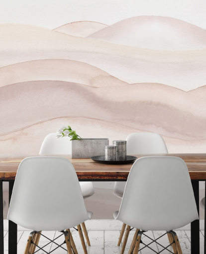 Bloomery Decorin persikka-akvarelli-taustakuvamaalaus nimeltä Peach Ombre Watercolor Landscape kylpyhuoneisiin, makuuhuoneisiin ja käytäviin