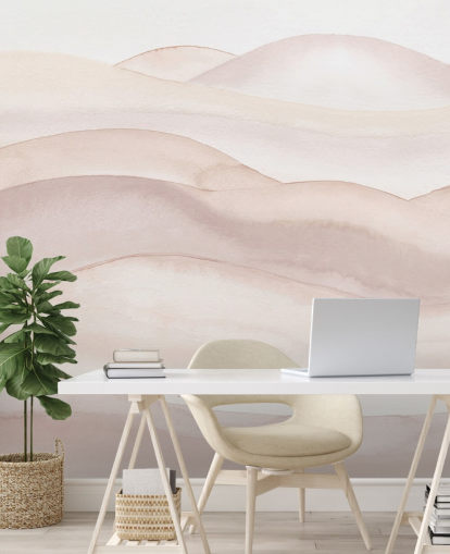 fersken akvarel tapetmaleri kaldet Peach Ombre Watercolor Landscape af Bloomery Decor til badeværelser, soveværelser og gange fersken akvarel tapetmaleri kaldet Peach Ombre Watercolor Landscape af Bloomery Decor til badeværelser, soveværelser og gange