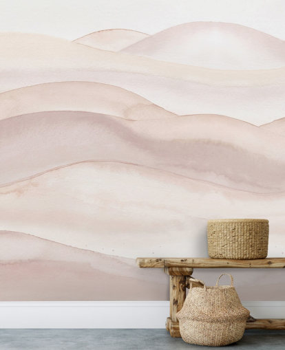 persika akvarell tapetväggmålning kallad Peach Ombre Watercolor Landscape av Bloomery Decor för badrum, sovrum och korridorer persika akvarell tapetväggmålning kallad Peach Ombre Watercolor Landscape av Bloomery Decor för badrum, sovrum och korridorer