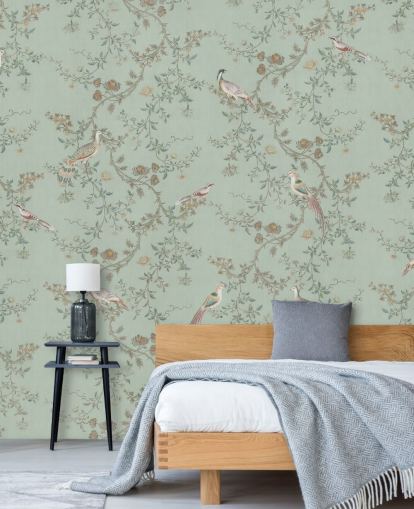 papier peint mural teal chinoiserie appelé Vintage Teal Chinoiserie par Bloomery Decor pour les chambres et les salons papier peint mural teal chinoiserie appelé Vintage Teal Chinoiserie par Bloomery Decor pour les chambres et les salons