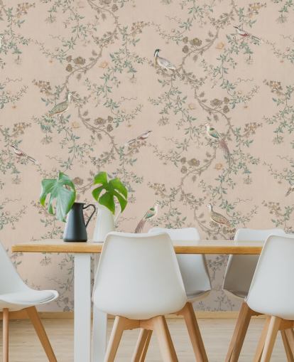 papier peint mural de chinoiserie rose appelé Vintage Blush Chinoiserie par Bloomery Decor pour les chambres et les salles à manger papier peint mural de chinoiserie rose appelé Vintage Blush Chinoiserie par Bloomery Decor pour les chambres et les salles à manger