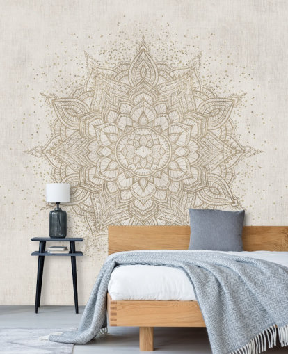 gylden mandala tapetmaleri kalt Vintage Golden Mandala av Bloomery Decor for soverom, kontorer og bedrifter gylden mandala tapetmaleri kalt Vintage Golden Mandala av Bloomery Decor for soverom, kontorer og bedrifter