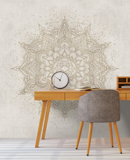 golden mandala wallpaper mural called Vintage Golden Mandala by Bloomery Decor for bedrooms, offices and businesses