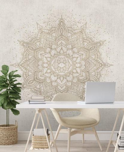 golden mandala wallpaper mural called Vintage Golden Mandala by Bloomery Decor for bedrooms, offices and businesses