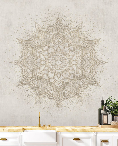 golden mandala wallpaper mural called Vintage Golden Mandala by Bloomery Decor for bedrooms, offices and businesses