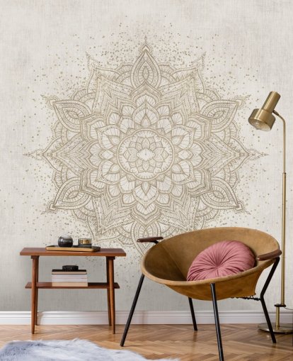 golden mandala wallpaper mural called Vintage Golden Mandala by Bloomery Decor for bedrooms, offices and businesses