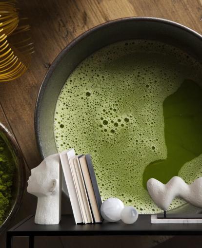 Green Matcha Tea in a Bowl, Matcha Powder and Whisk Wallpaper Green Matcha Tea in a Bowl, Matcha Powder and Whisk Wallpaper