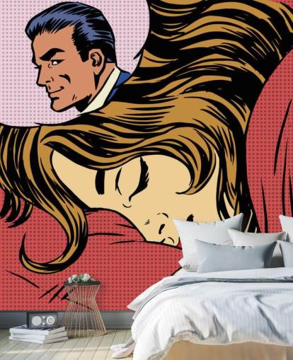 Dream woman man love romance lovers pop art comics retro style H Dream woman man love romance lovers pop art comics retro style H