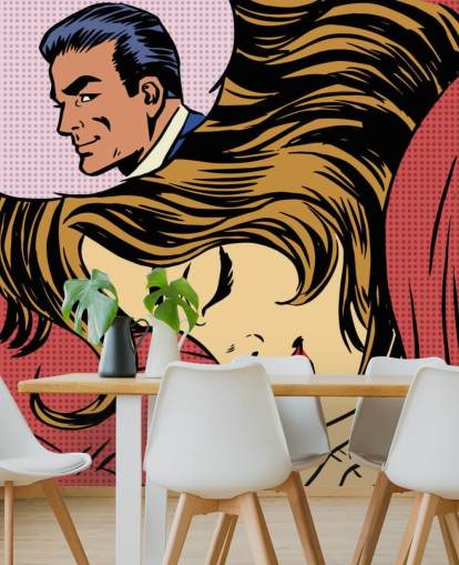 Drømmen kvinne mann kjærlighet romantikk elskere pop art tegneserier retro stil H Drømmen kvinne mann kjærlighet romantikk elskere pop art tegneserier retro stil H