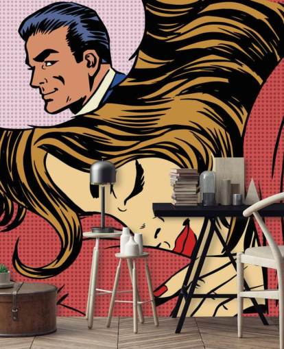 Sogno donna uomo amore amanti del romanticismo pop art fumetti stile retrò H Sogno donna uomo amore amanti del romanticismo pop art fumetti stile retrò H