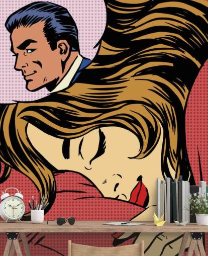  Droom vrouw man liefde romantiek liefhebbers pop art comics retro stijl H