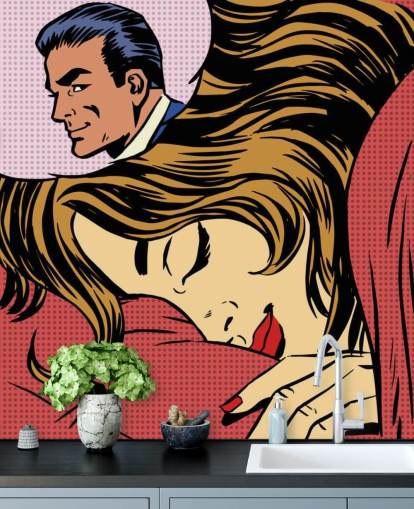  Dream woman man love romance lovers pop art comics retro style H