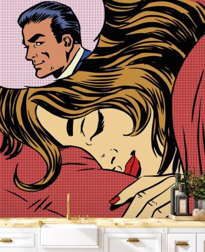  Rêve femme homme amour amoureux de la romance pop art comics style rétro H