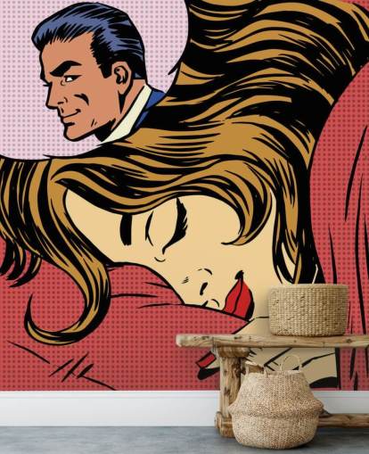Dream woman man love romance lovers pop art comics retro style H Dream woman man love romance lovers pop art comics retro style H