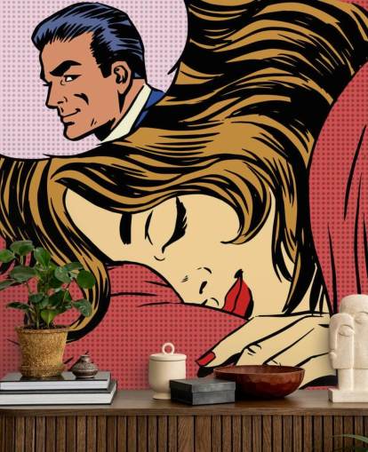  Sueño mujer hombre amor romance amantes del arte pop cómics retro estilo H