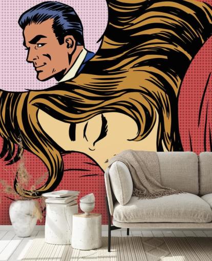  Sueño mujer hombre amor romance amantes del arte pop cómics retro estilo H