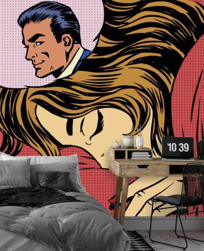  Sonho mulher homem amor romance amantes pop art quadrinhos estilo retro H