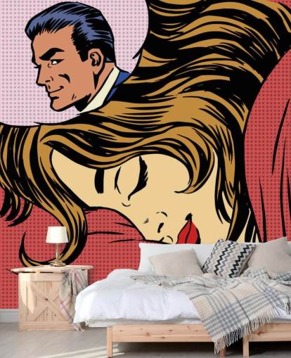  Dream woman man love romance lovers pop art comics retro style H