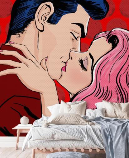 Pop Art of People Kissing Wallpaper Pop Art of People Kissing Wallpaper