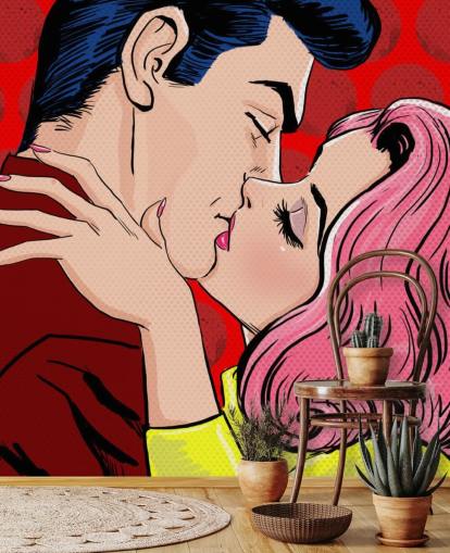 Pop Art of People Kissing Wallpaper Pop Art of People Kissing Wallpaper
