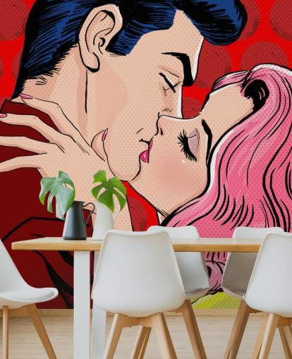 Popkunst av mennesker som kysser tapet Popkunst av mennesker som kysser tapet