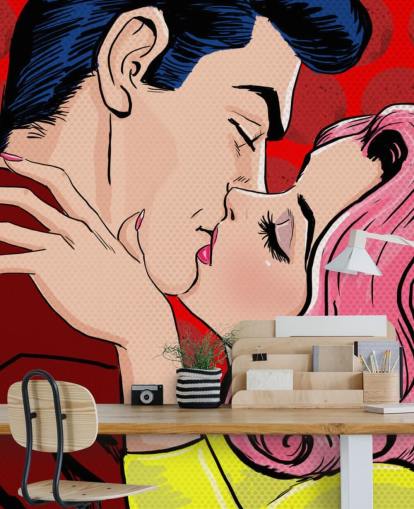 Pop Art of People Kissing Wallpaper Pop Art of People Kissing Wallpaper