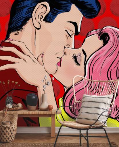 Pop Art of People Kissing Wallpaper Pop Art of People Kissing Wallpaper