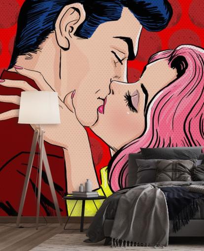 Papier peint Pop Art of People Kissing Papier peint Pop Art of People Kissing