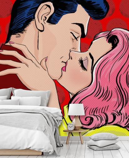Pop Art of People Kissing Wallpaper Pop Art of People Kissing Wallpaper