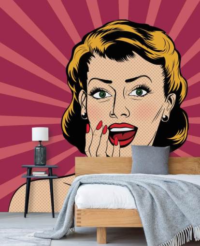 Vector surprised woman in the pop art comics style