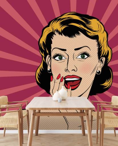 Vector surprised woman in the pop art comics style