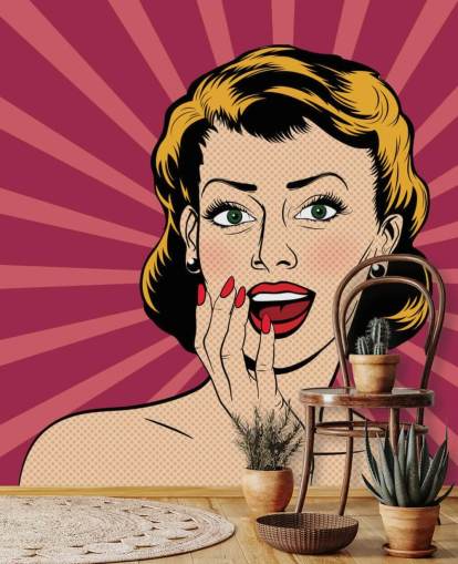 Vector surprise femme dans le style de bandes dessinées pop art