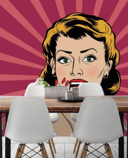 Vector surprised woman in the pop art comics style