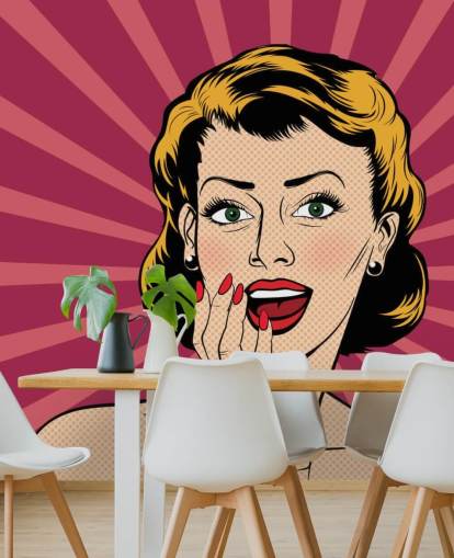 Vector surprised woman in the pop art comics style