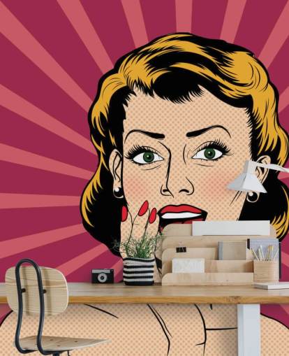 Vector surprised woman in the pop art comics style