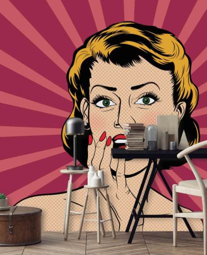 Vector surprised woman in the pop art comics style