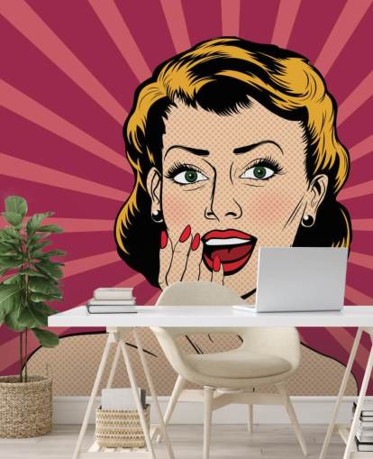 Vector surprised woman in the pop art comics style